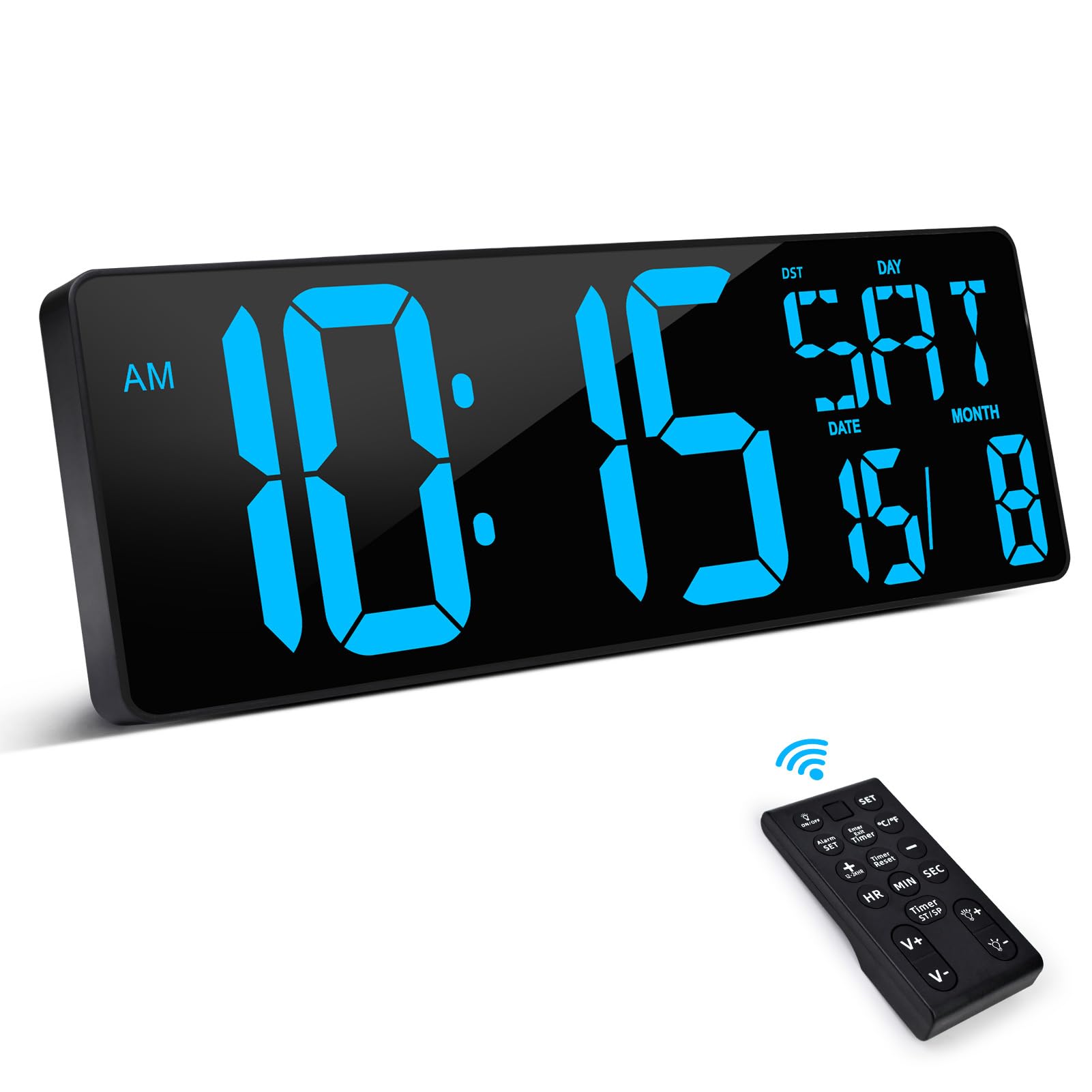 XREXS 16.5 Inch Digital Wall Clock | LED Large Display with Remote Control