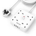 Mscien 4-Way Extension Lead with 4 USB Ports – 3M Wall-Mounted Socket