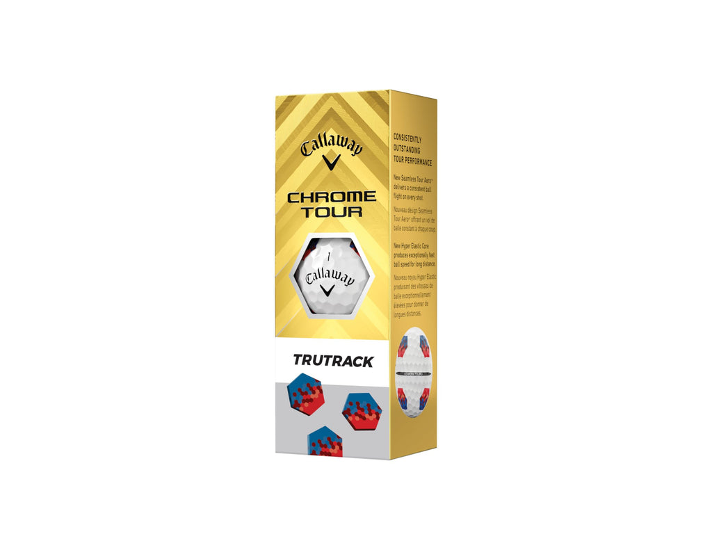 Callaway Chrome Tour 2024 Golf Balls – TruTrack Blue/Red Precision