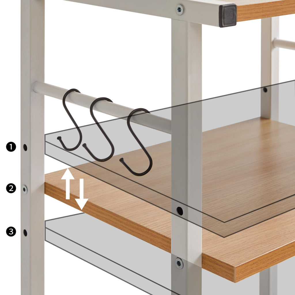 YMYNY 3 Tier Under Desk Printer Cart on Wheels Stand,Natural HPT002N - image 5