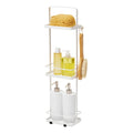 Yamazaki Tower 3-Tiered Slim Bath Rack – White Steel Shower Organizer
