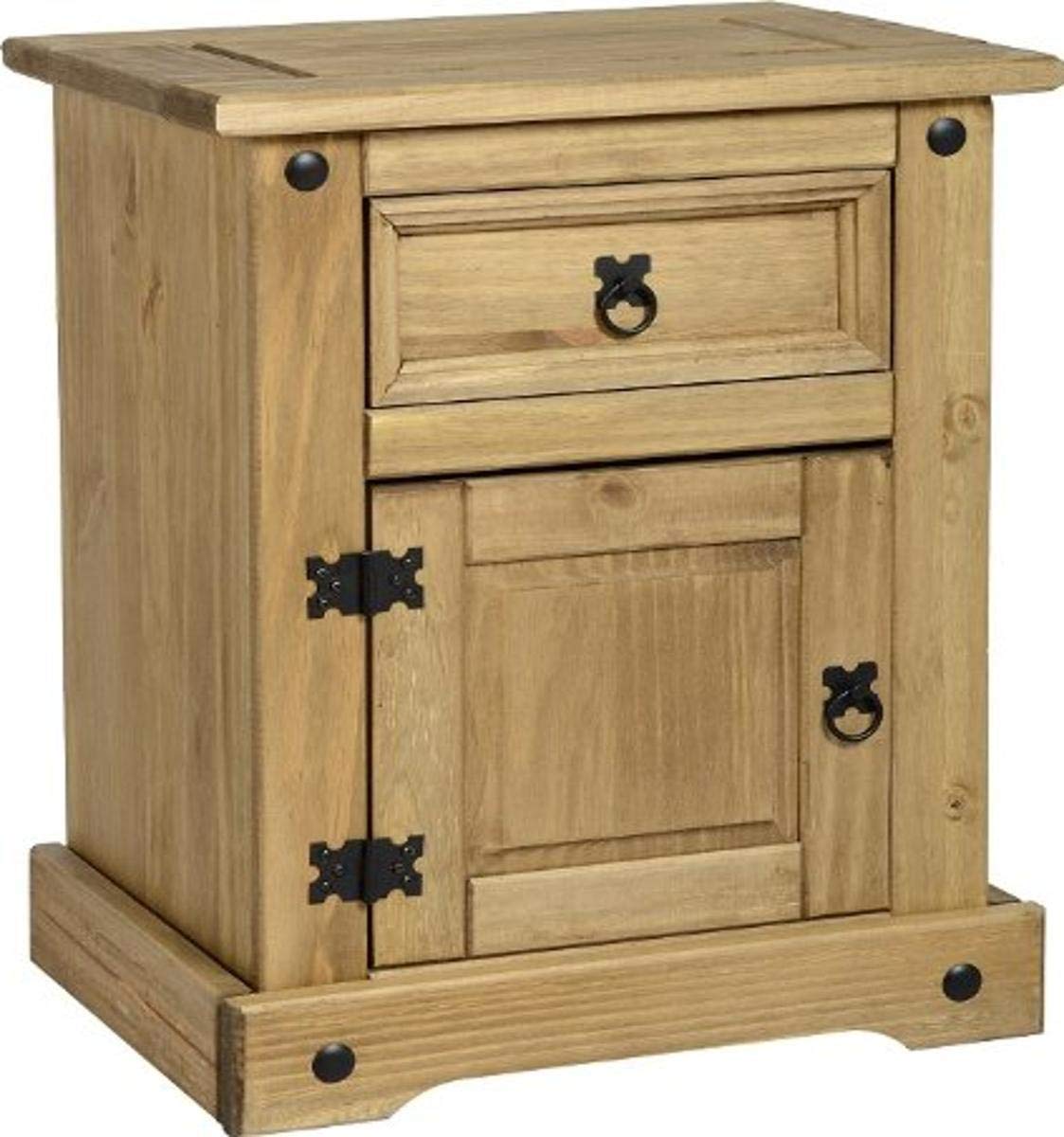 Seconique Corona Bedside Cabinet – Distressed Waxed Pine Nightstand