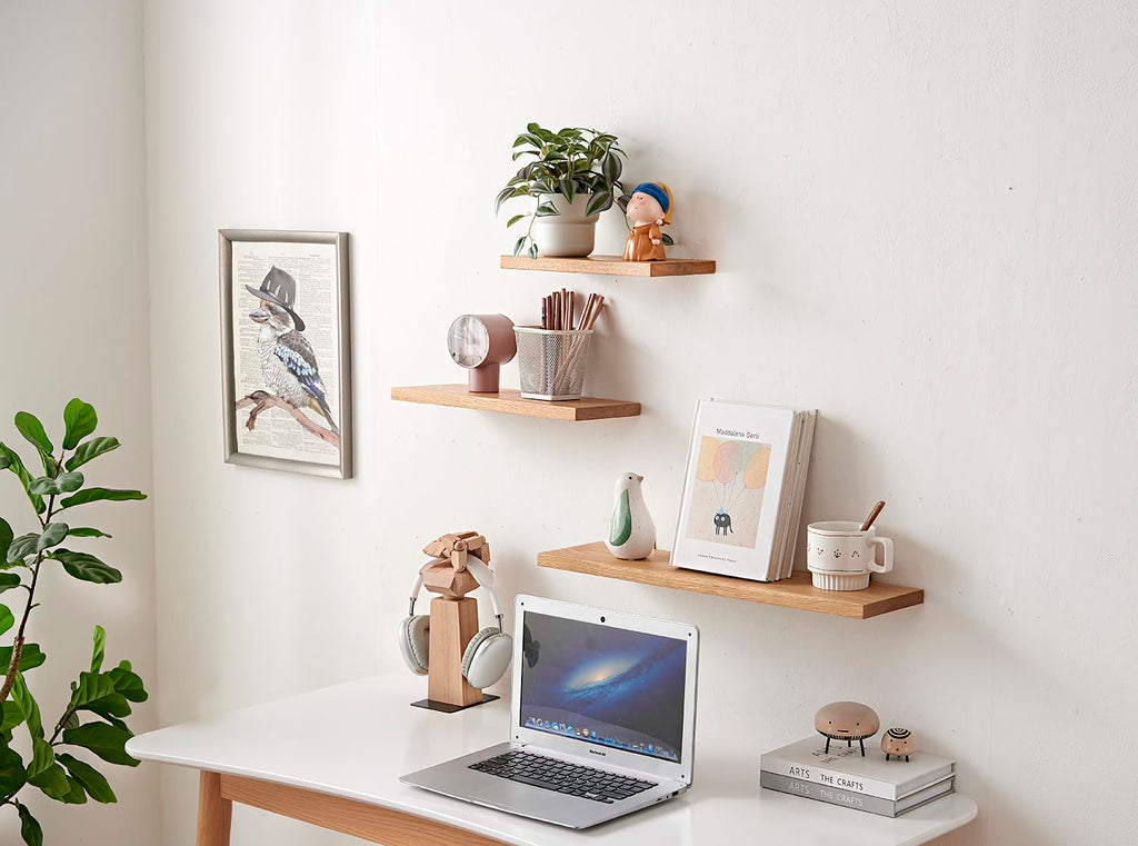 OAKERLAND 90cm Solid Oak Floating Shelf | Minimalist Wooden Wall Ledge