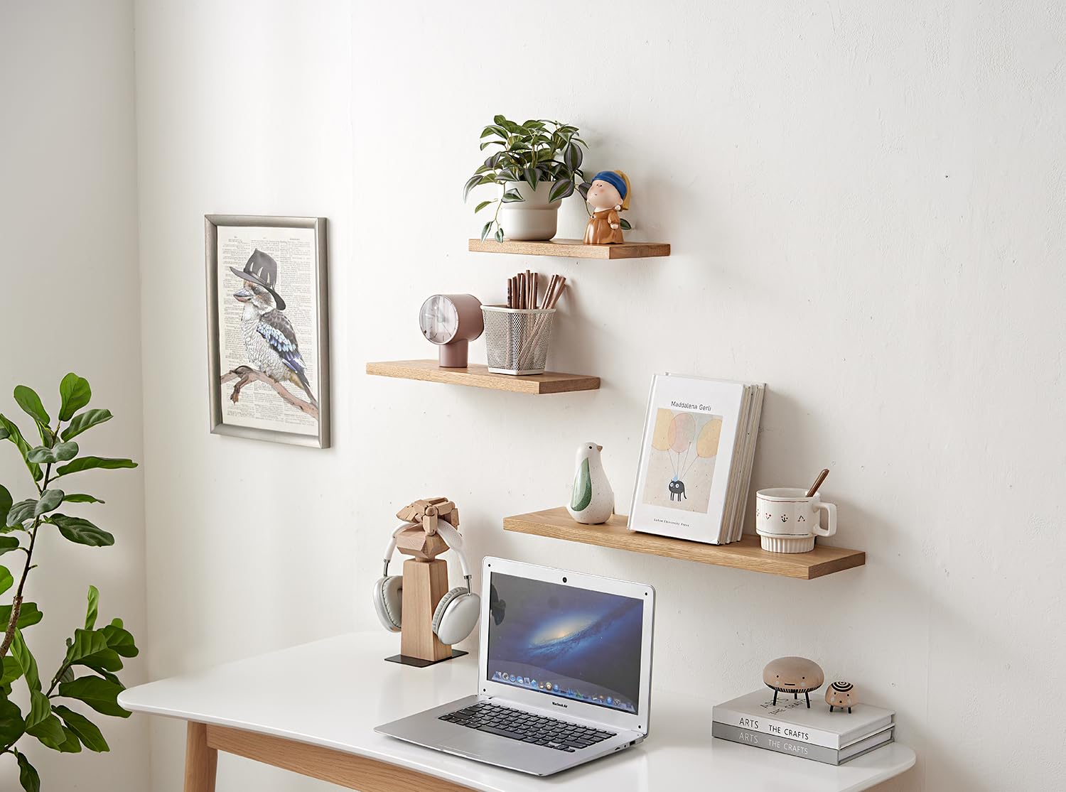 OAKERLAND 90cm Solid Oak Floating Shelf | Minimalist Wooden Wall Ledge