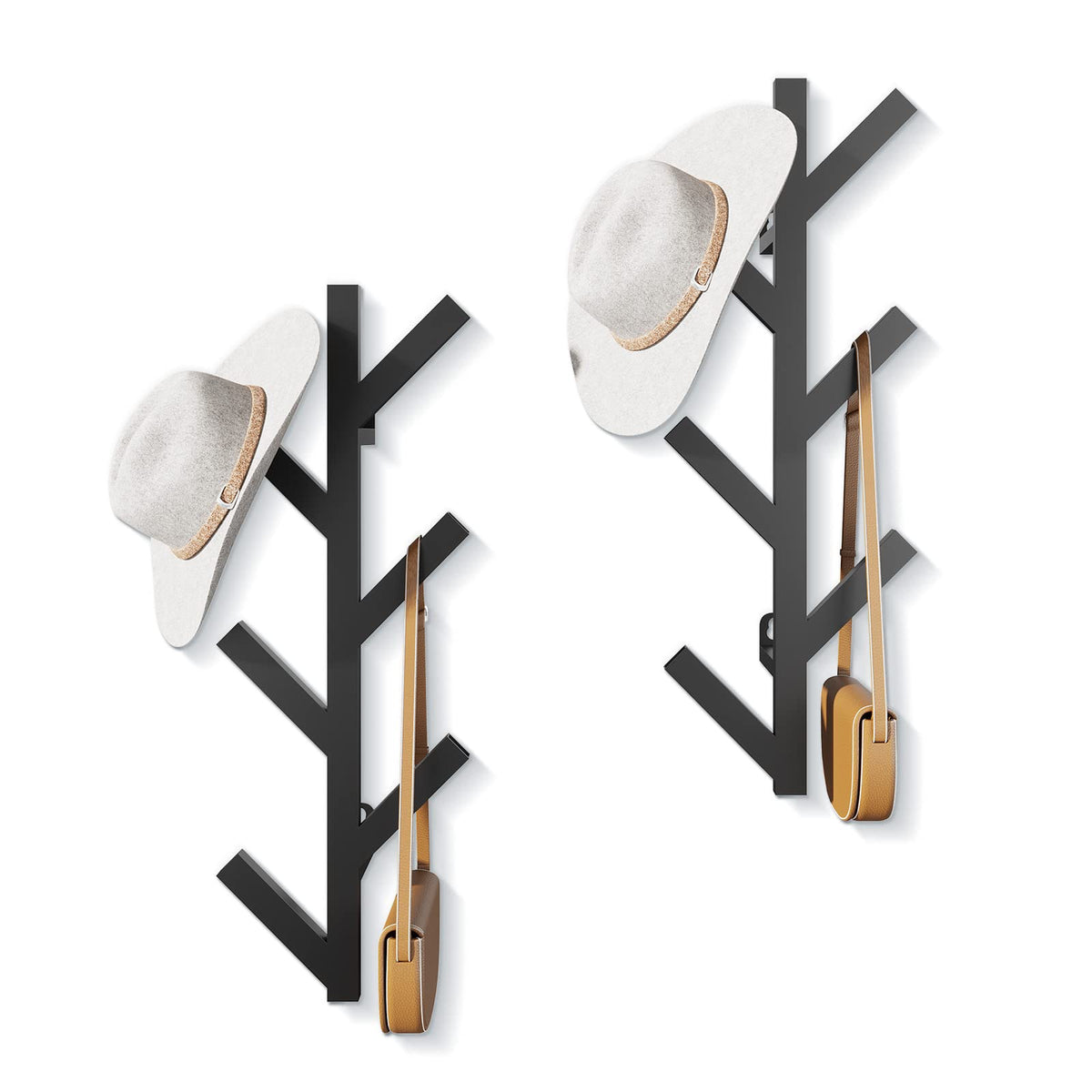 RRG 2 Pack Vertical Coat Rack Wall Mounted, Metal Vertical Hat Rack for Wall, Modern Wall Coat Tree for Hats, Jackets, Bags, Entryway Bedroom - image 1