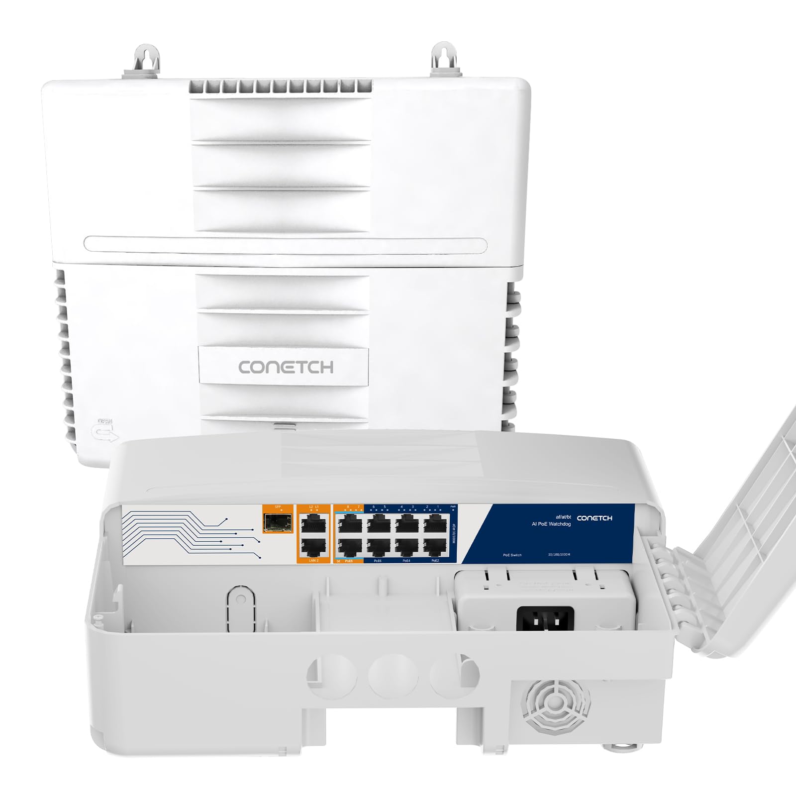 CONETCH 11 Port Outdoor PoE Switch | IP65 Waterproof 120W Gigabit