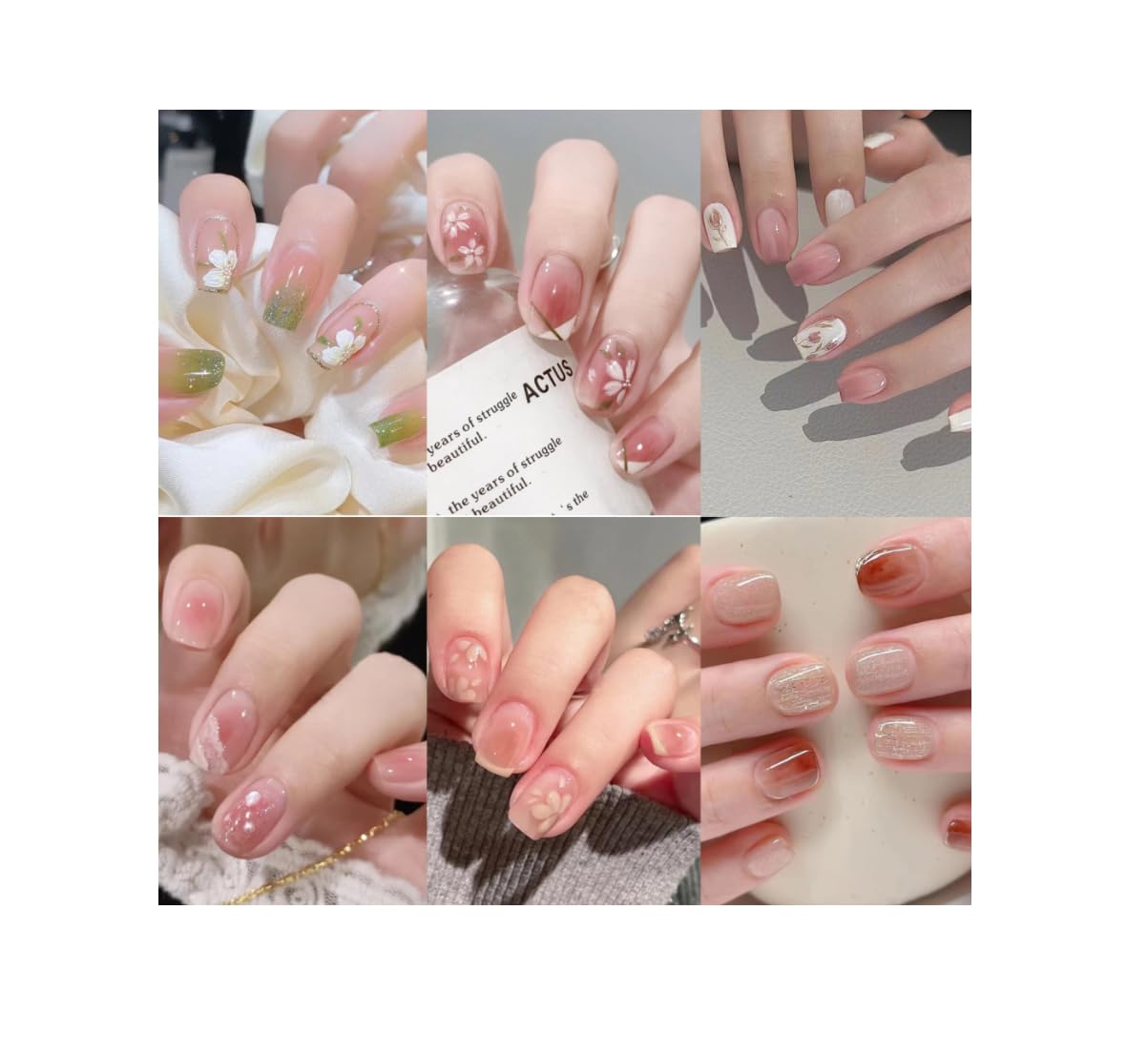 144Pcs Short Square Press On Nails | Glossy Acrylic Kit