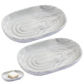 Ceramic Soap Dish - 2 Pcs Grey Marble Soap Holder for Bathroom