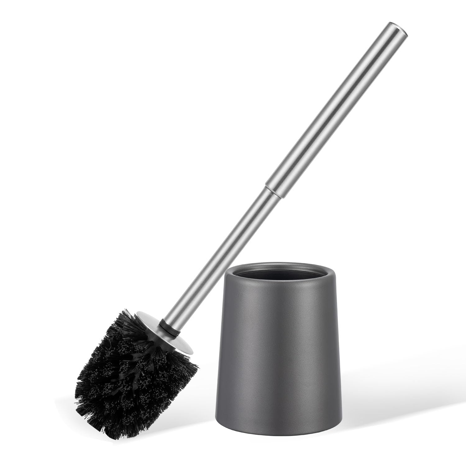 Smartbin Grey Metal Toilet Brush and Holder Set – Rustproof Bathroom Brush