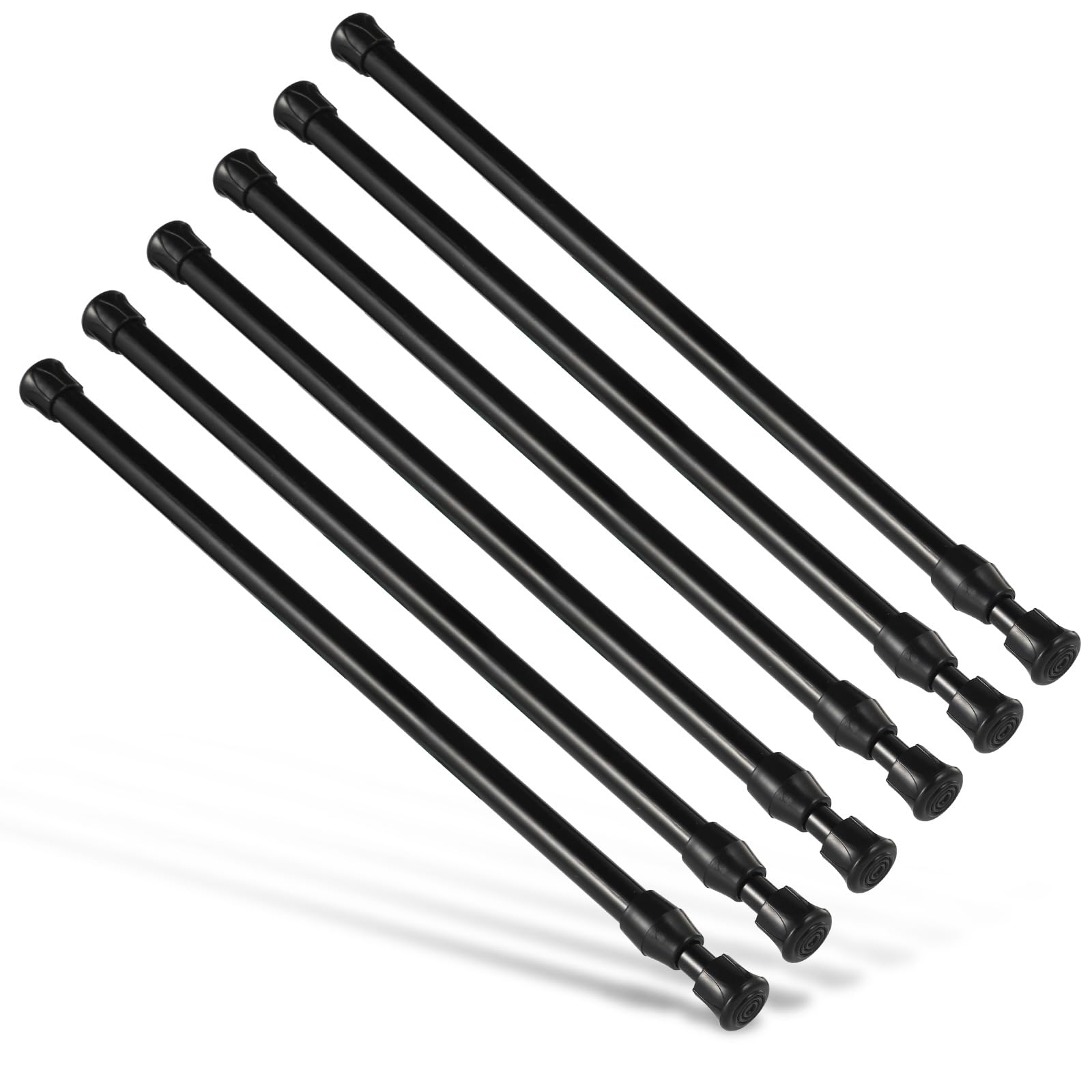 Goowin 6-Pack Adjustable Tension Rods, 40-70cm No-Drill Metal Rods - Black