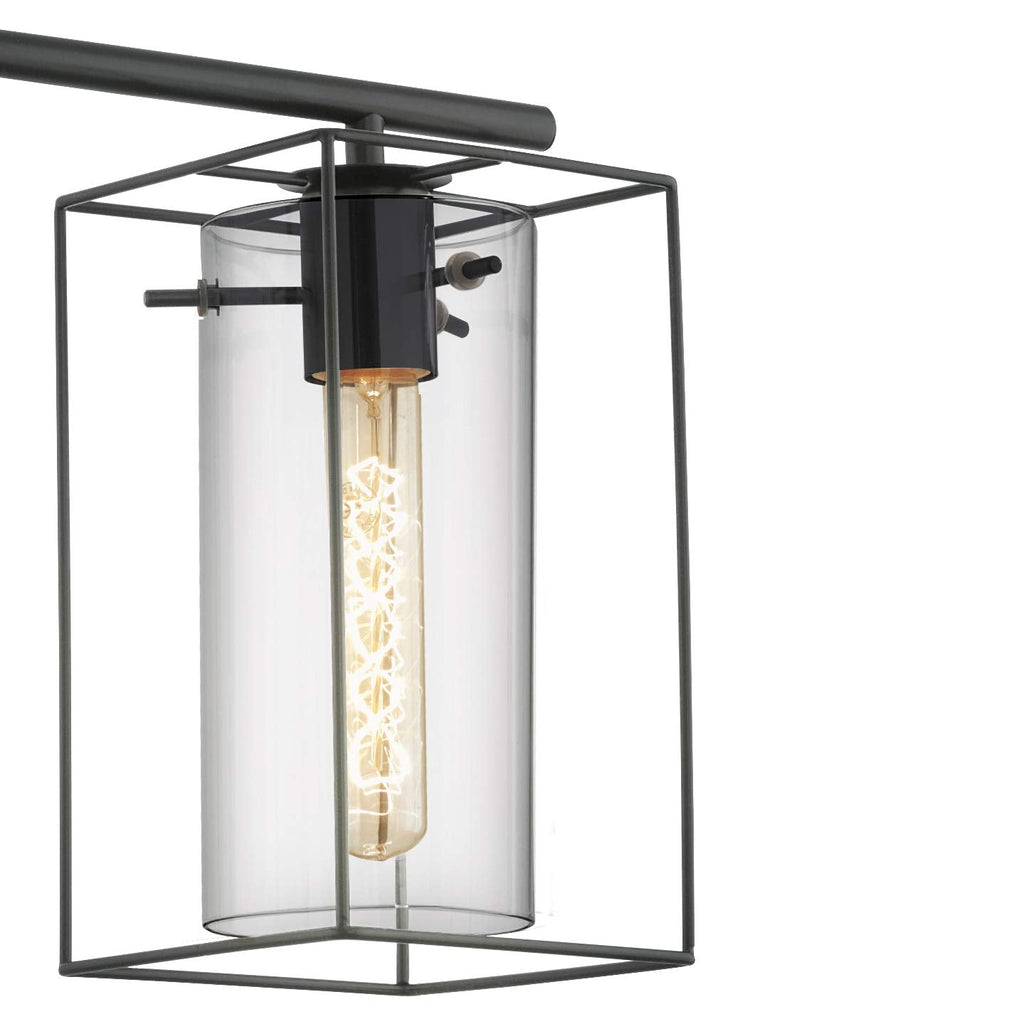 Eglo Loncino 3-Flame Vintage Pendant Lamp | Black Steel & Tinted Glass