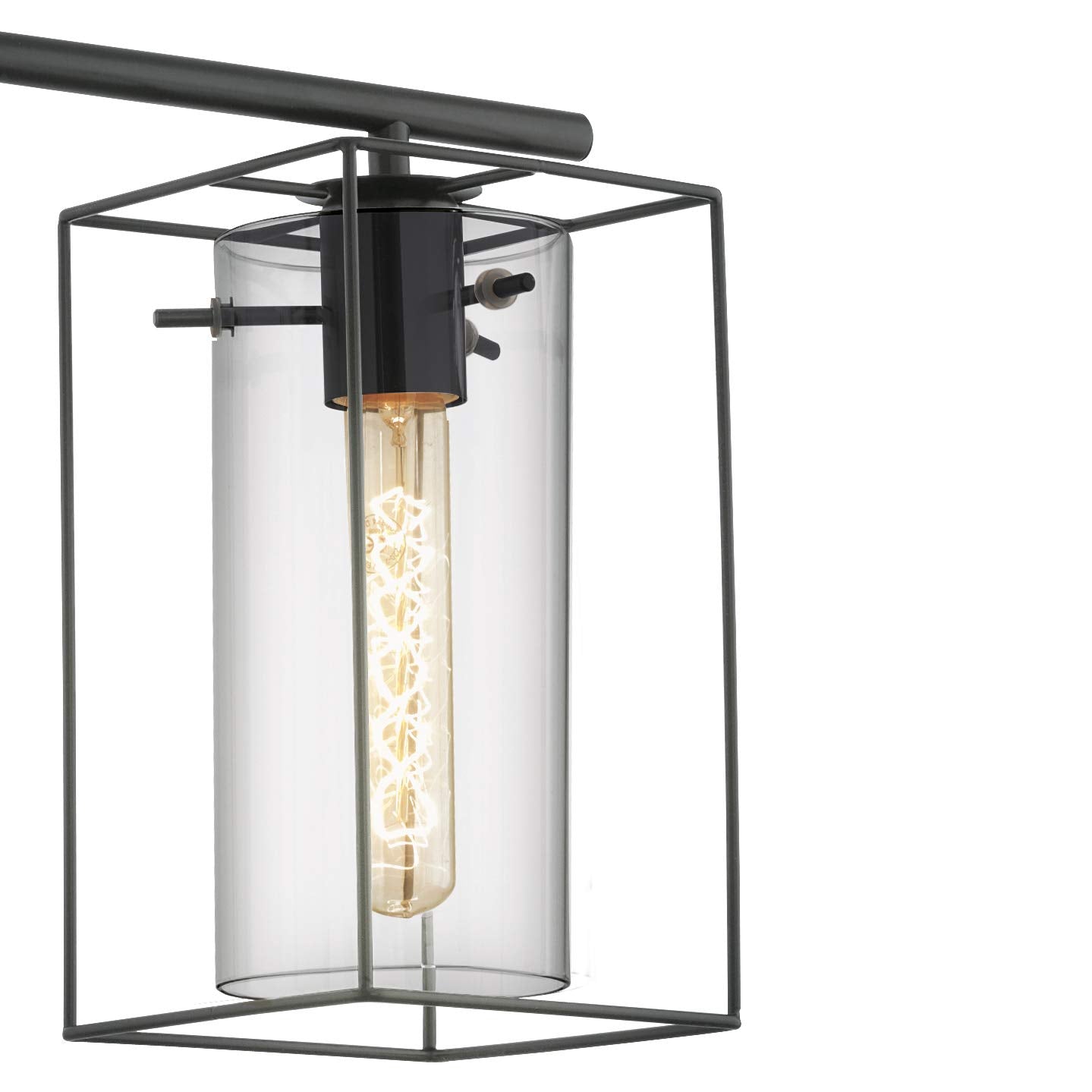 Eglo Loncino 3-Flame Vintage Pendant Lamp | Black Steel & Tinted Glass