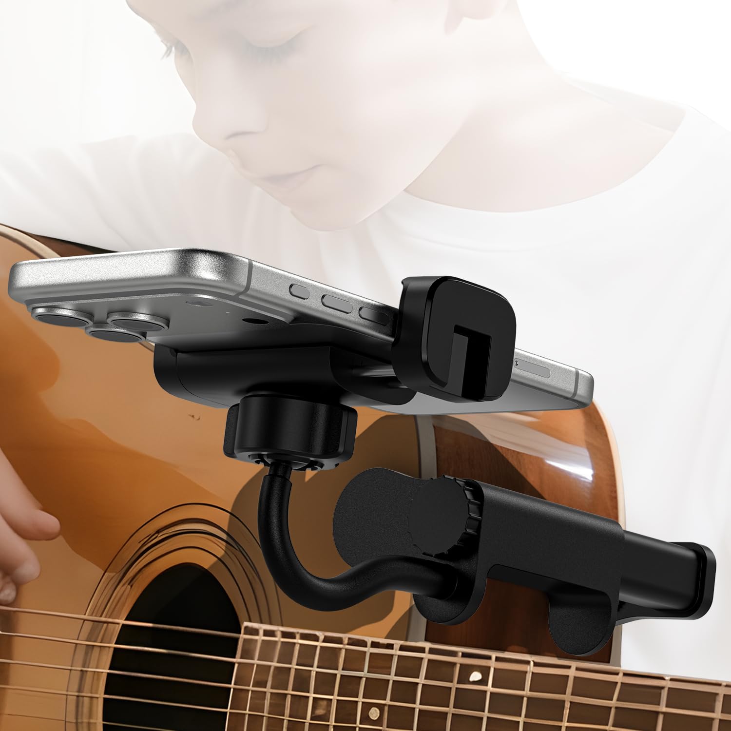ALAFLY Guitar Phone Holder – 360° Rotating Mount for Ukulele & Video