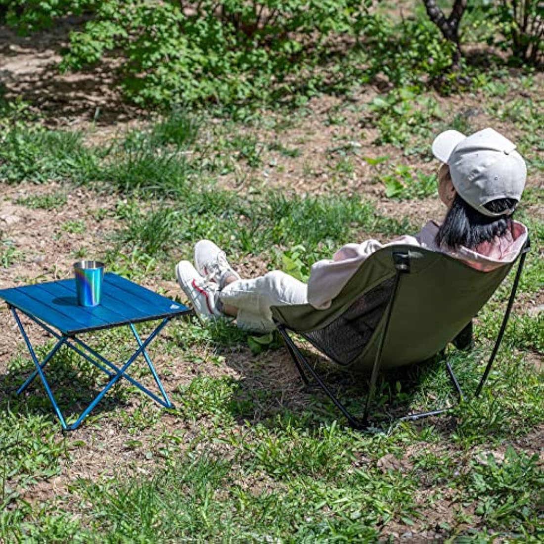 iClimb Ultralight Low Camping Chair – Compact Folding Seat with Side Pocket