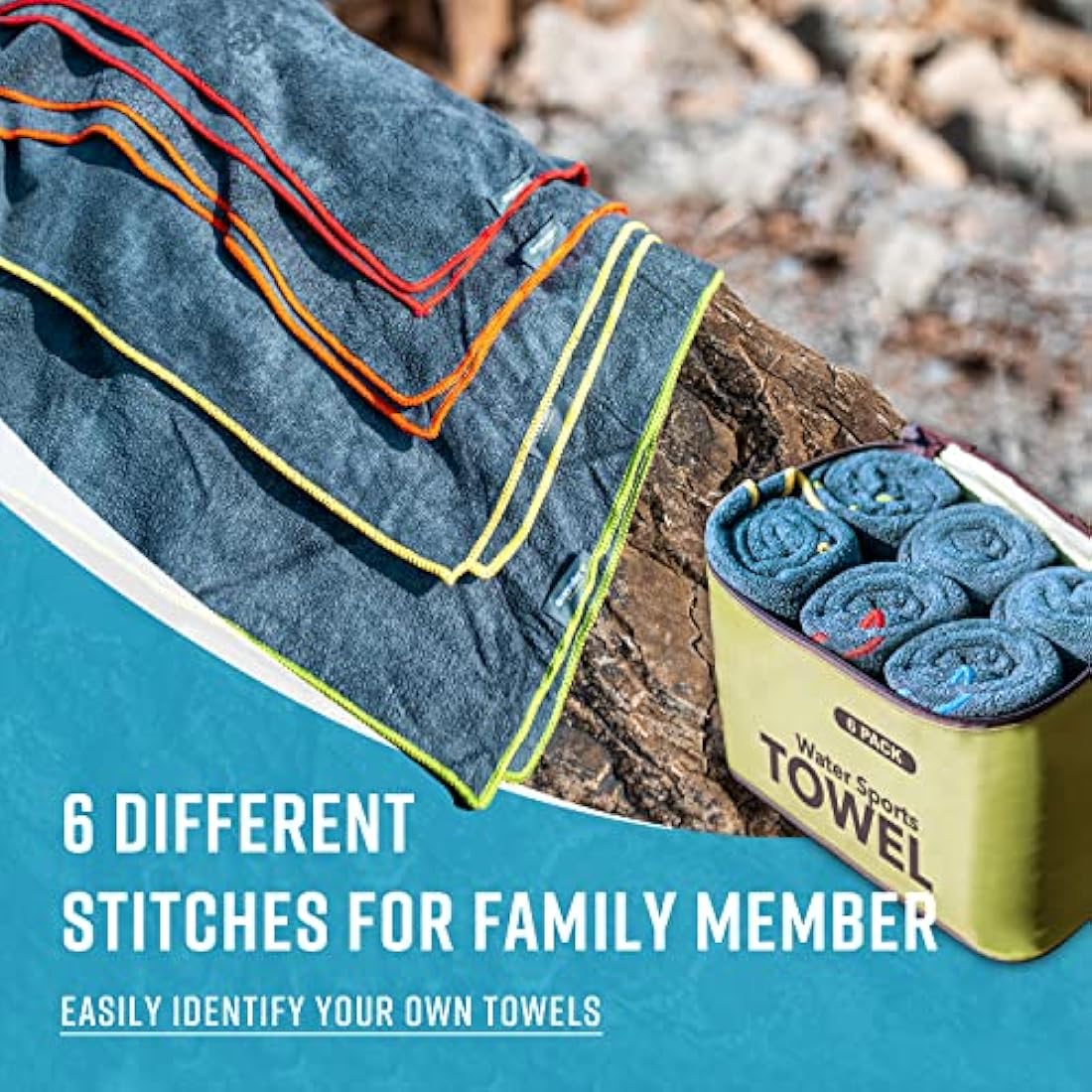 4Monster Microfiber Gym Towels - 6 Pack Quick Dry Travel Set, Army Green