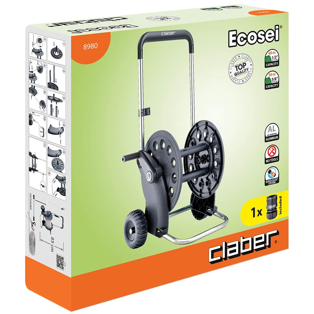 Claber Ecosei Hose Trolley – Durable Aluminium Frame Garden Reel