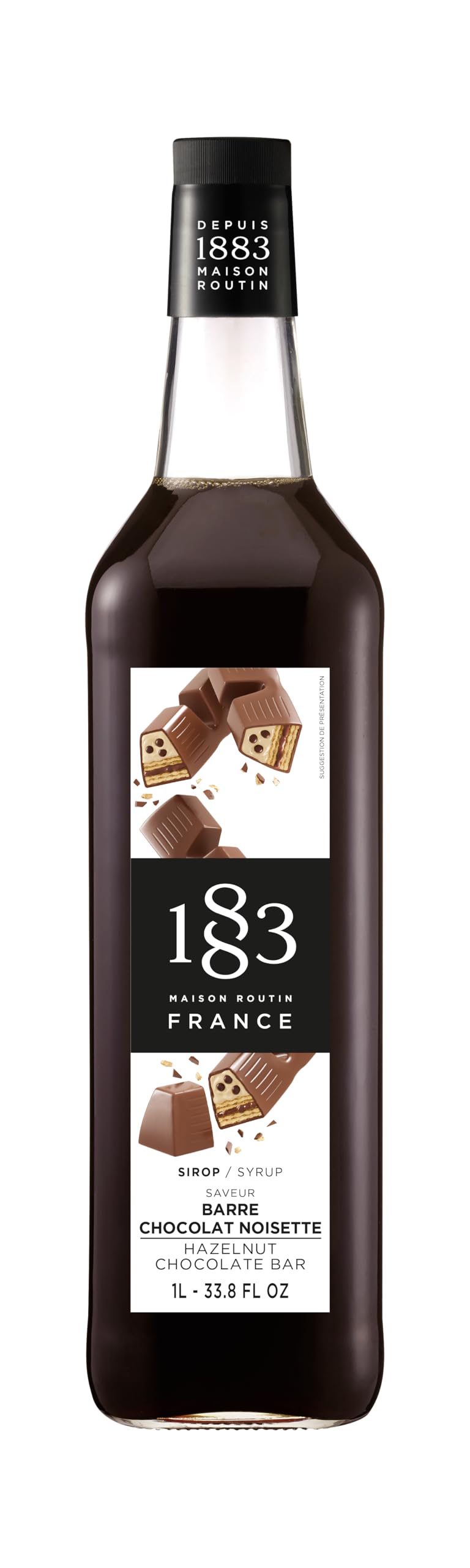 1883 Maison Routin Chocolate Hazelnut Syrup – Gourmet 1L Glass Bottle