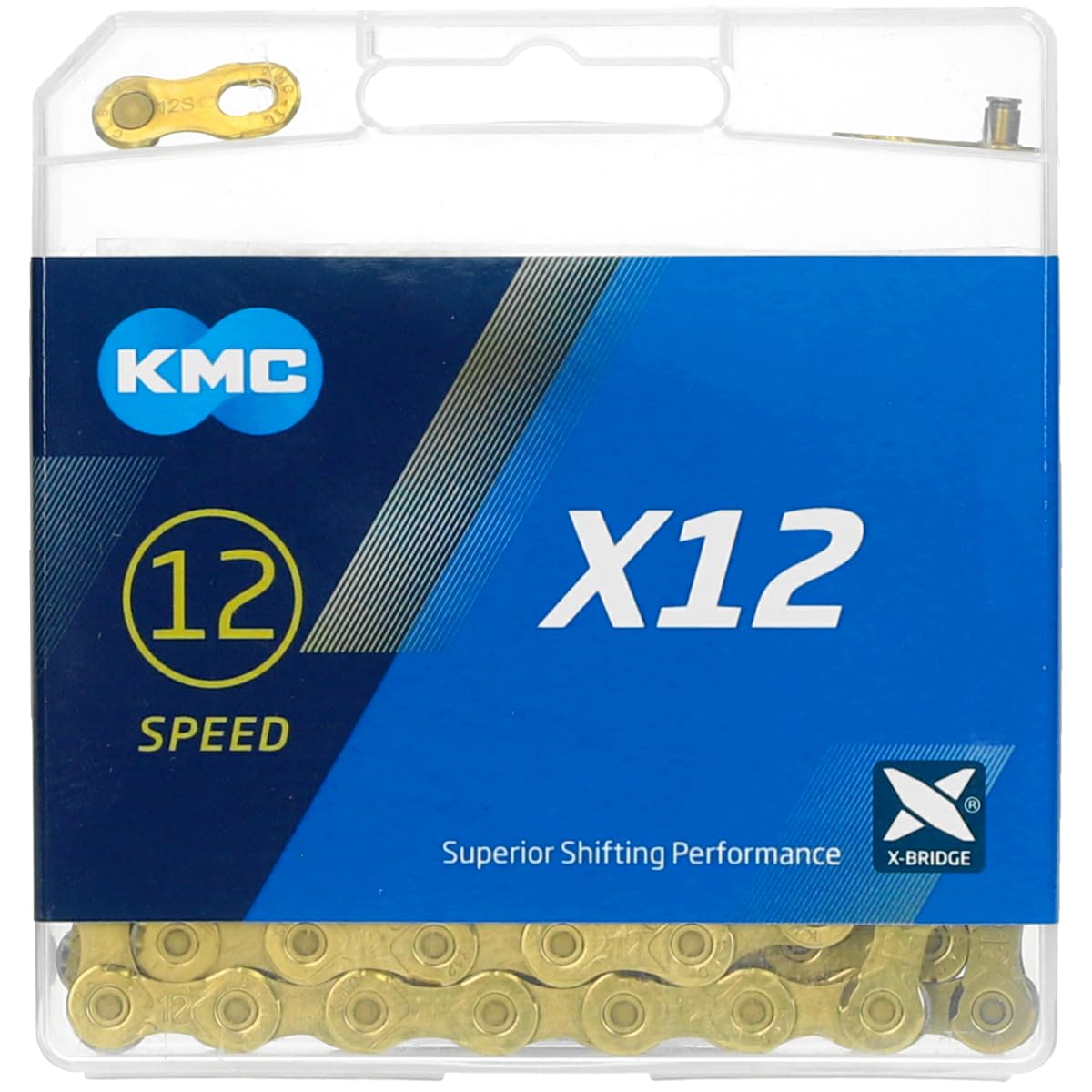 KMC X12 12-Speed Bicycle Chain | Ti-N Gold | 126 Links High Performance