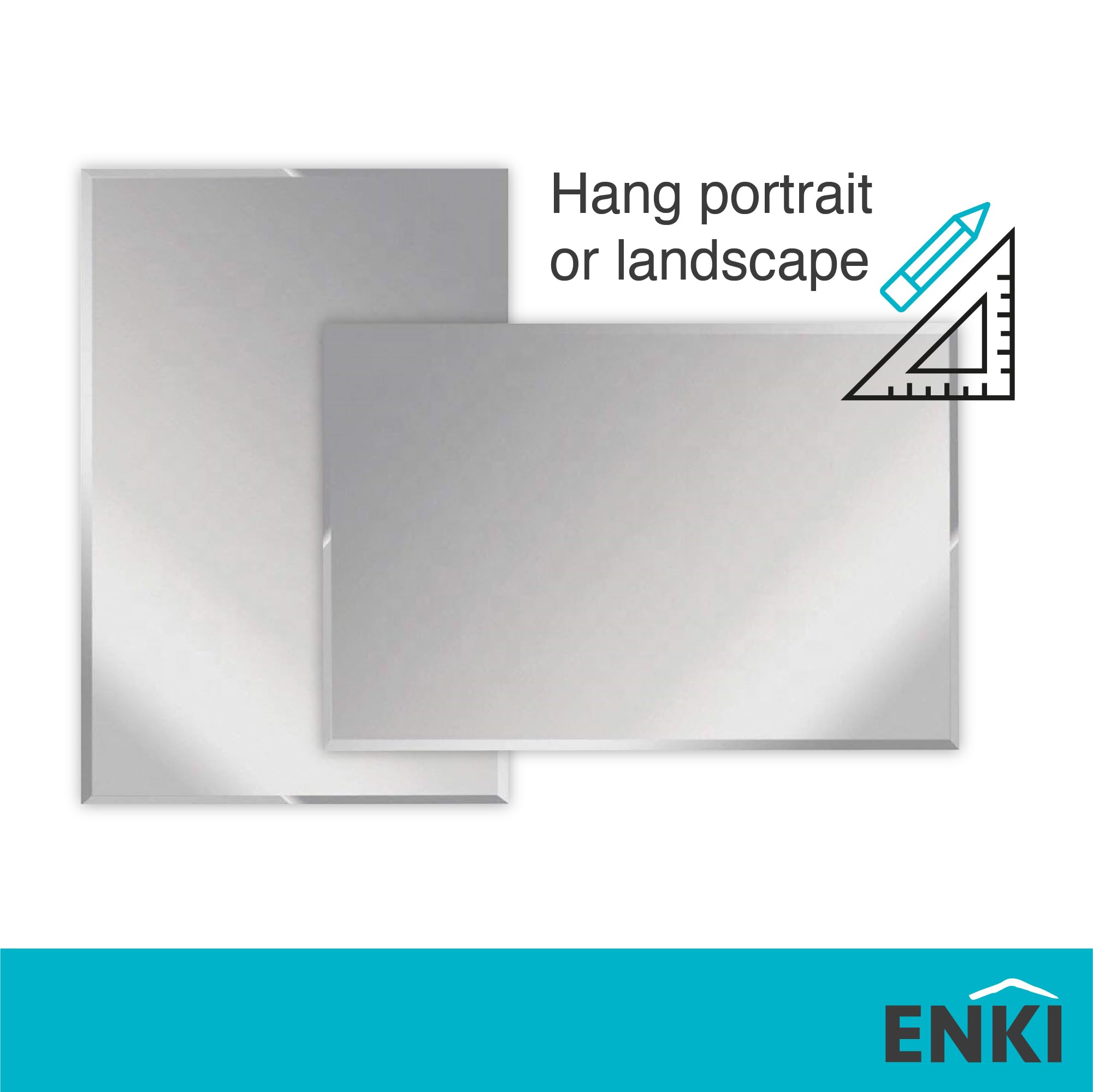 ENKI Horizon Frameless Bevel Glass Wall Mirror | 40cm x 60cm