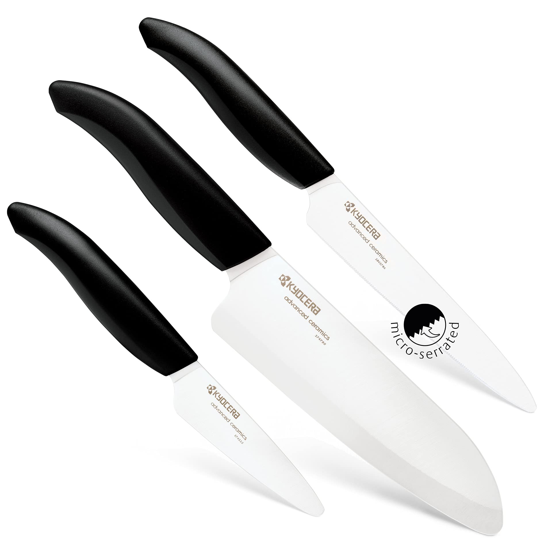 Kyocera 3-Piece Ceramic Chef Knife Set – Black Non-Stick Kitchen Cutlery