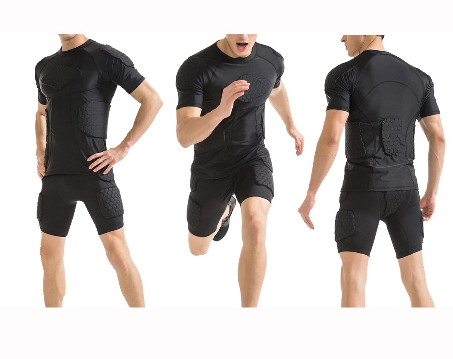 DGYAO Men's Padded Compression Shirt | Rugby Chest & Rib Protector