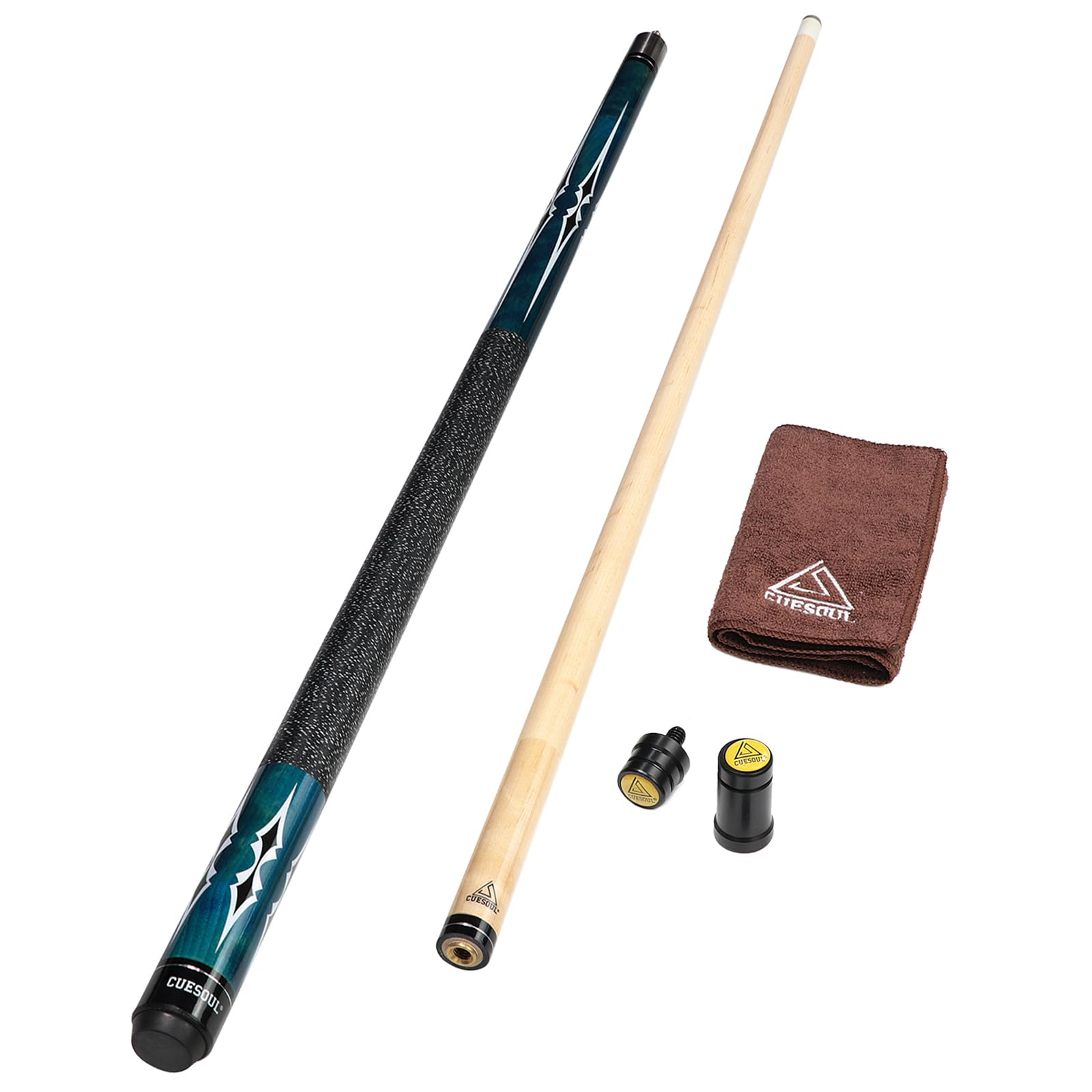 CUESOUL 58 Inch Maple Billiard Pool Cue - 19 Oz 1/2 Jointed Stick