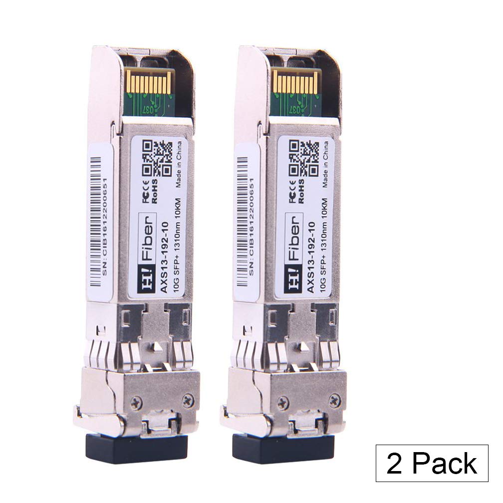 H!Fiber 10Gb SFP+ LR Transceiver - 10km 1310nm Singlemode Dual LC 2-Pack