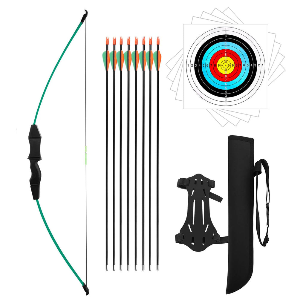 Dostyle Recurve Bow and Arrows Set for Youth Beginners – Green, 20lb