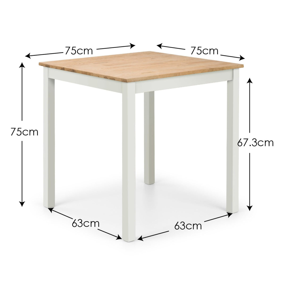 Julian Bowen Coxmoor 75cm Square Dining Table, Ivory/Oak - H75 x W75cm - image 2