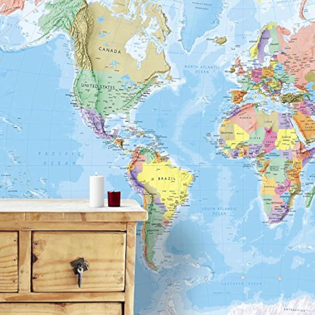 Giant World Map Mural – Large Blue Ocean Wall Decor