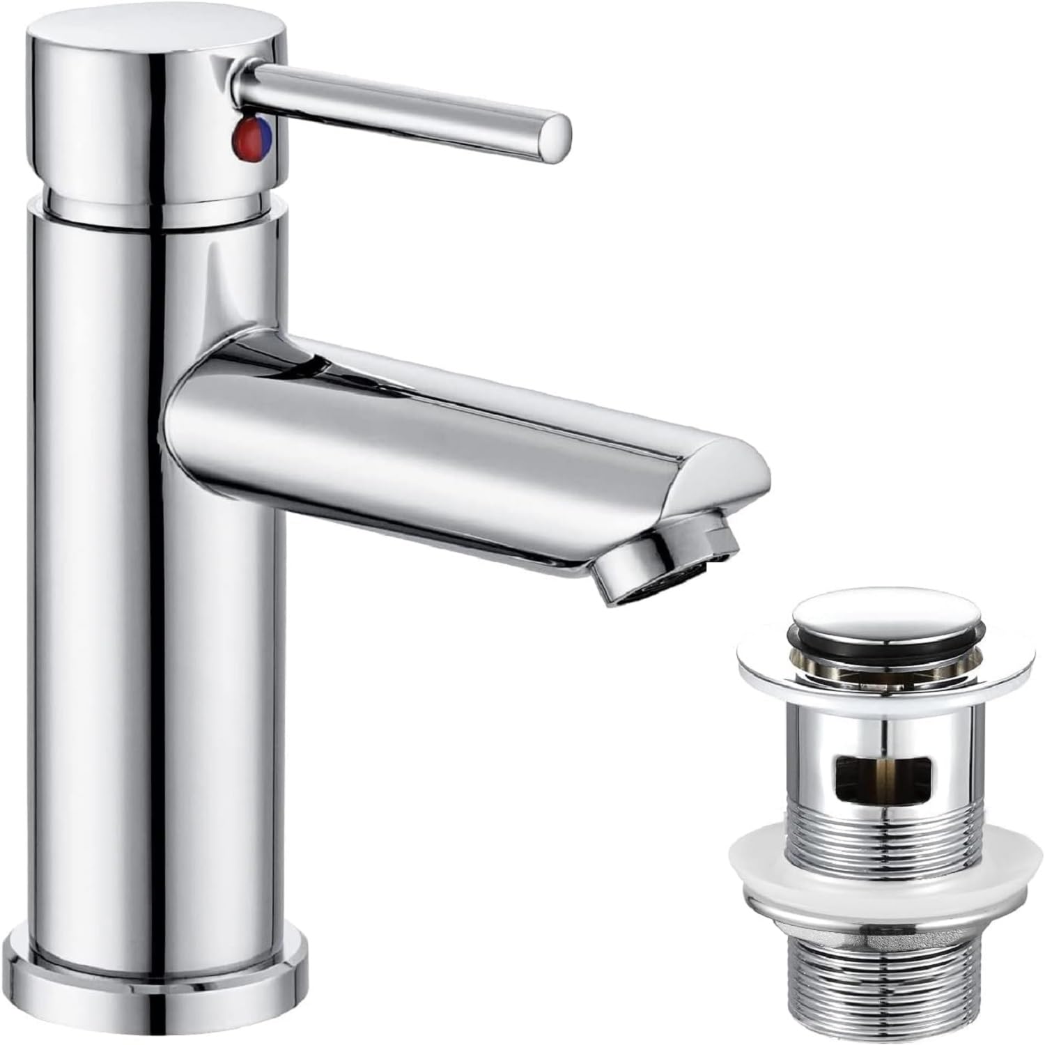 Hapilife Basin Mixer Tap with Pop Up Waste - Chrome Single Lever Sink Tap