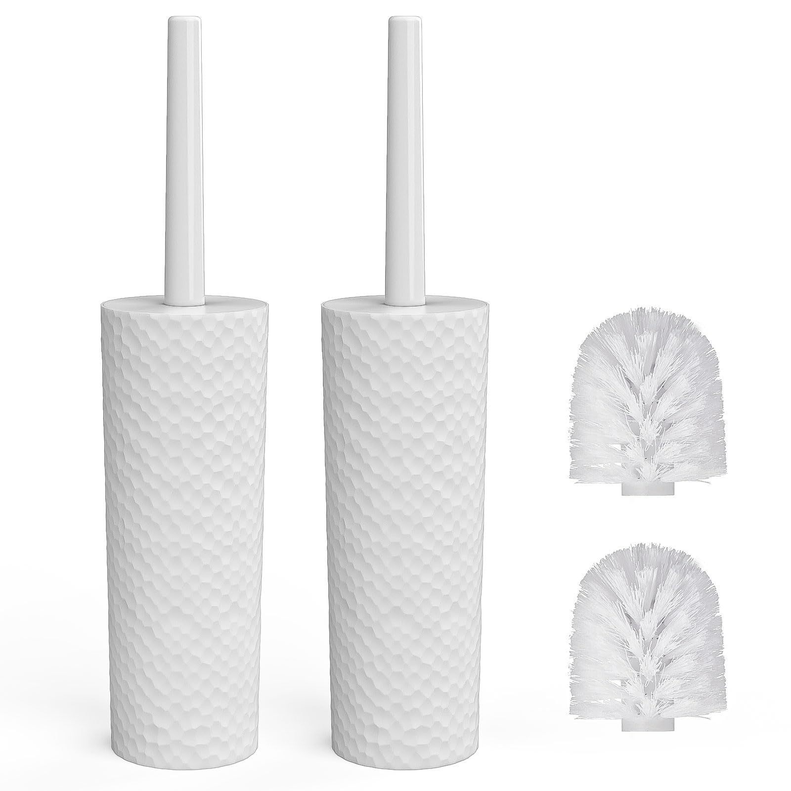 Toilet Brush and Holder Set – 2 Pack with 4 Brush Heads