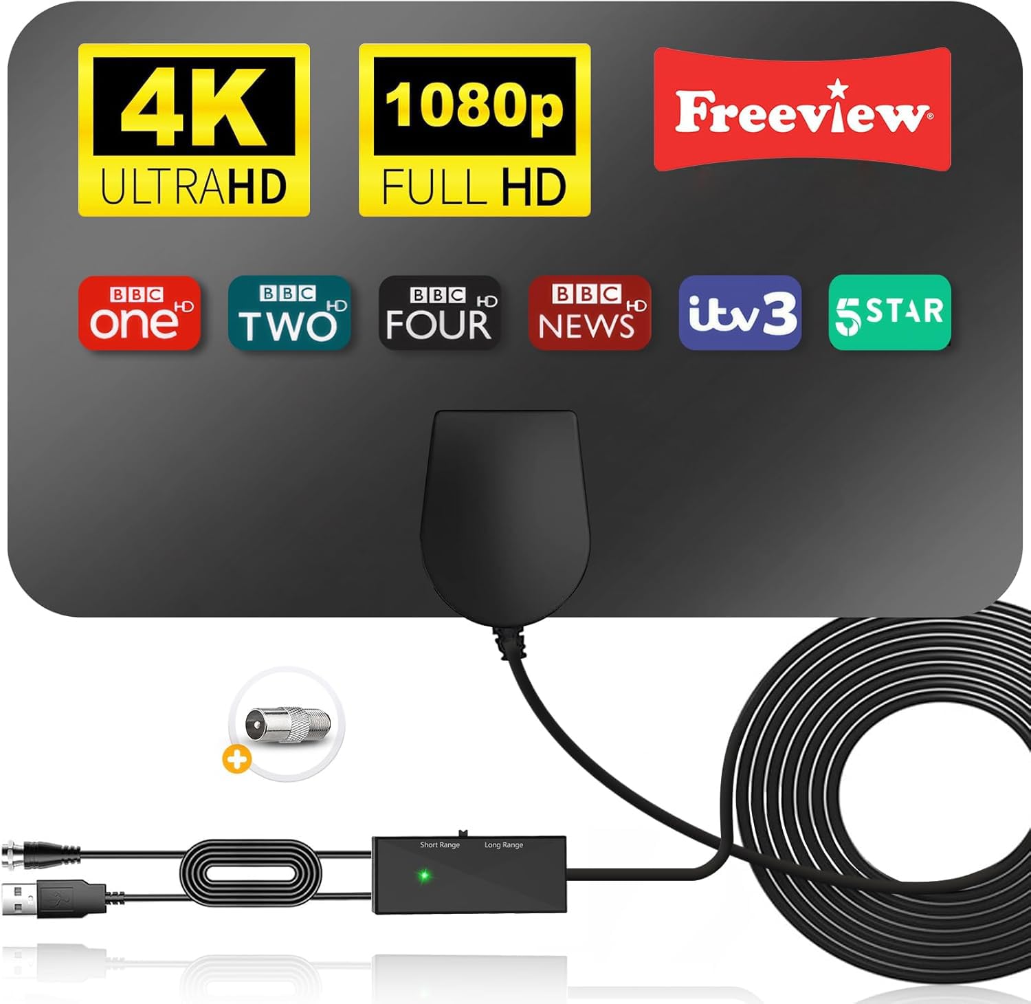 Indoor TV Aerial | 4K Digital Antenna with Signal Booster