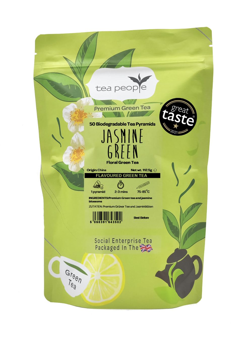 Tea People Jasmine Green Tea - 50 Pyramid Teabag Refill Pack