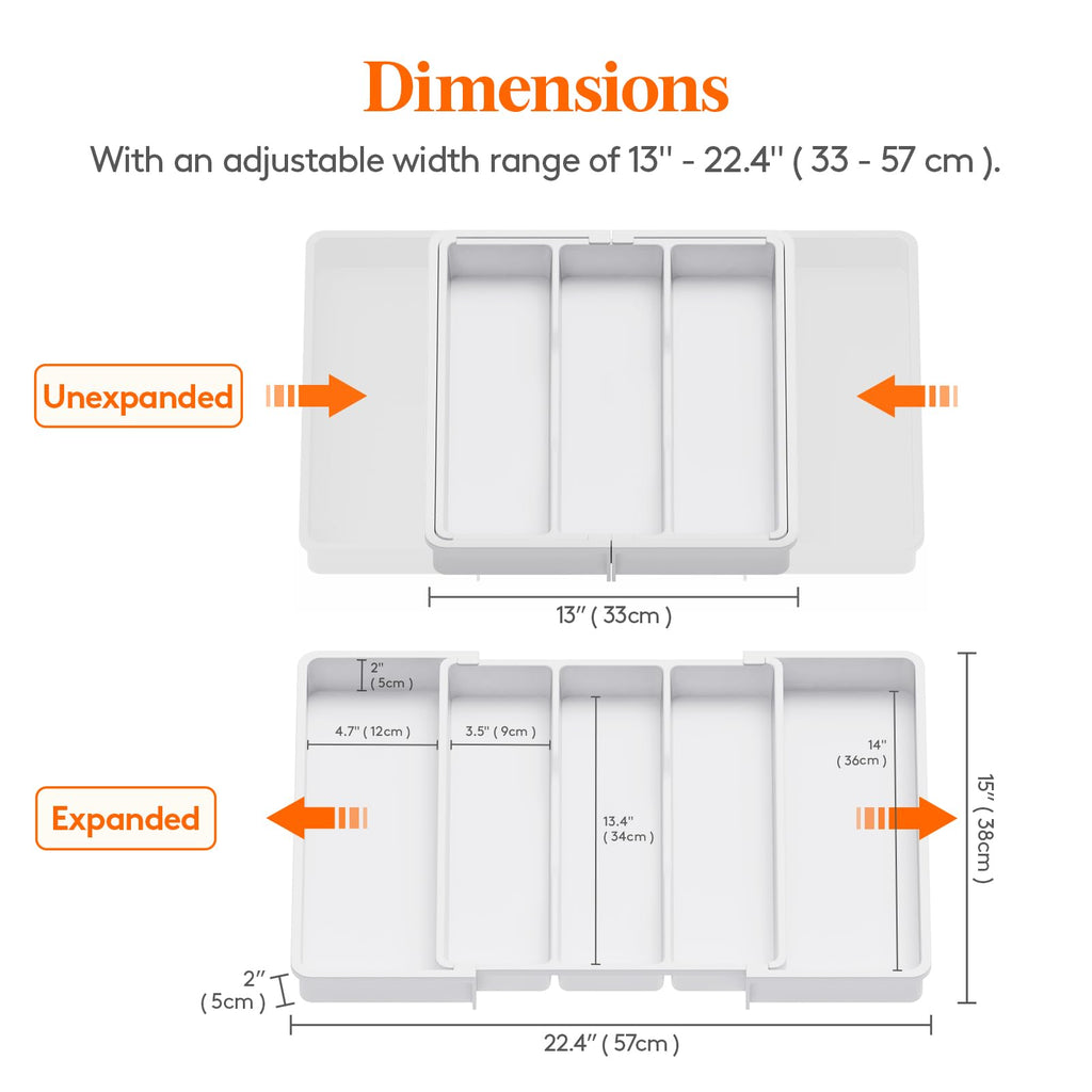 Lifewit Expandable Utensil Drawer Organiser | Large Plastic Cutlery Tray