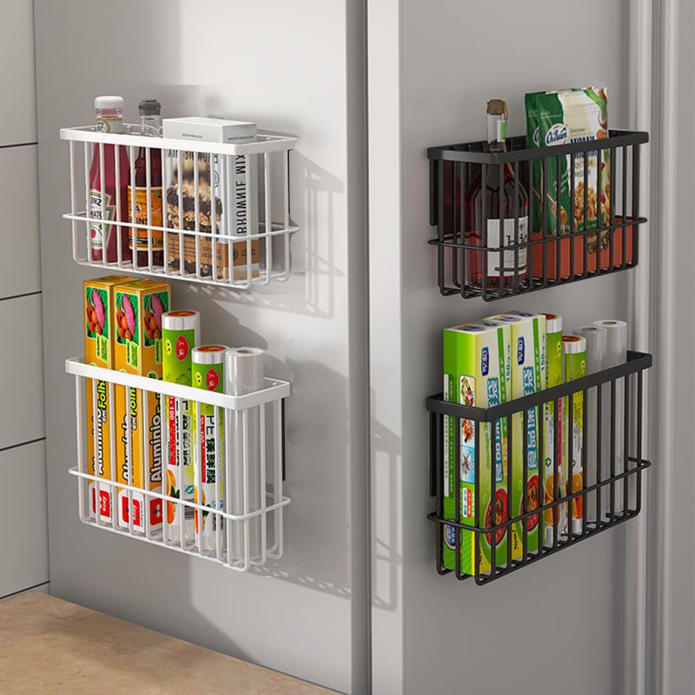 EigPluy 3 Pieces Kitchen Cabinet Door Storage Box, Self-Adhesive Storage Box, Wall Mounted Metal Storage Boxes,Cabinet/Bathroom/Fridge Small Items - image 4