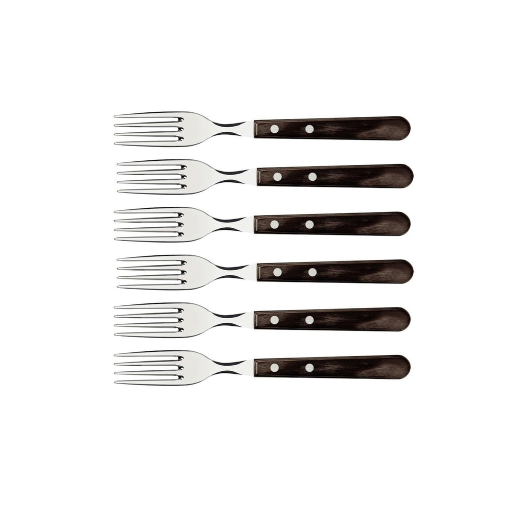 Tramontina 6-Piece Jumbo Steak Fork Set | Stainless Steel & Polywood
