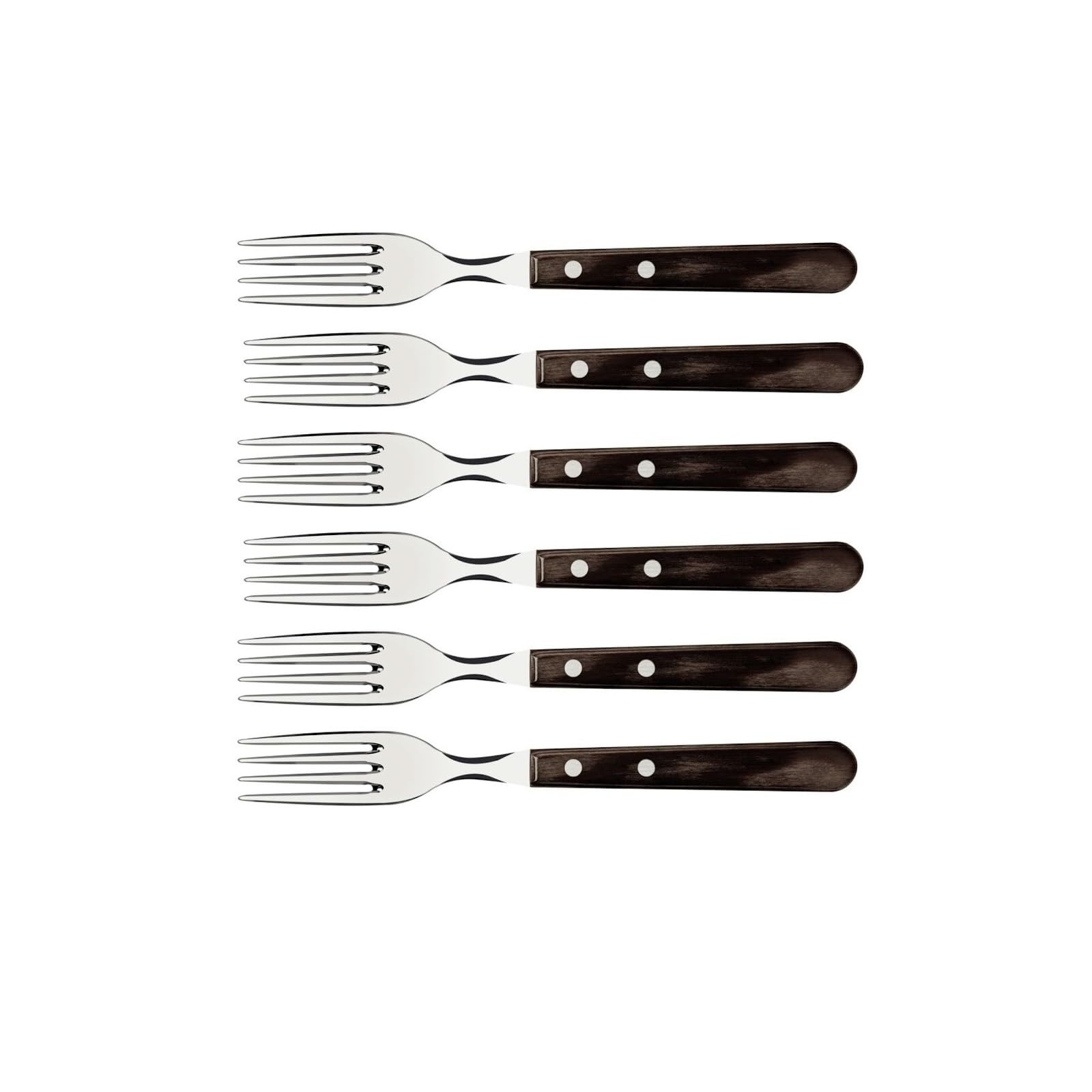 Tramontina 6-Piece Jumbo Steak Fork Set | Stainless Steel & Polywood
