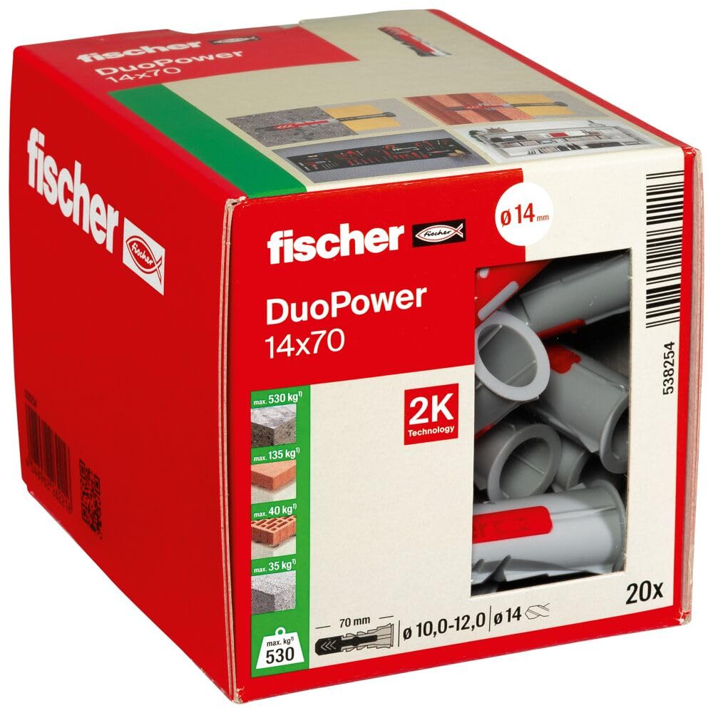 fischer DuoPower 14 x 70 Universal Plug | 2-Component Wall Anchors - 20pk