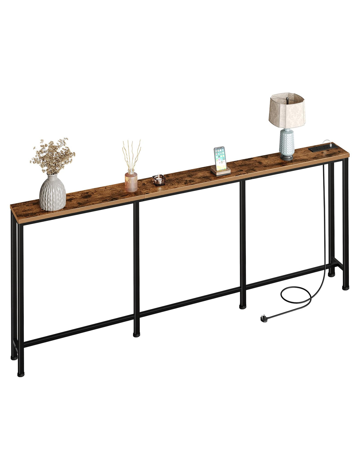 CHOEZON 200 cm Narrow Console Table with Power Outlet, 18 cm Skinny Sofa Table, Long Behind Couch Table with Charging Station, for Entryway, Hallway - image 1