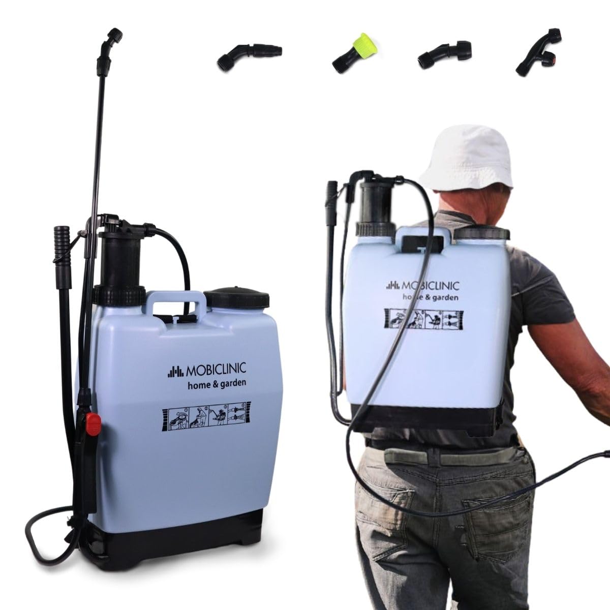 Mobiclinic Fumibug 16L Backpack Pressure Sprayer | 4 Adjustable Nozzles
