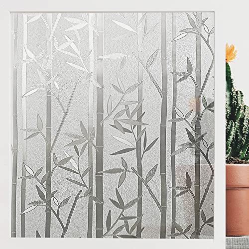 Finnez Bamboo Frosted Privacy Window Film - Static Cling Glass, 90x400cm