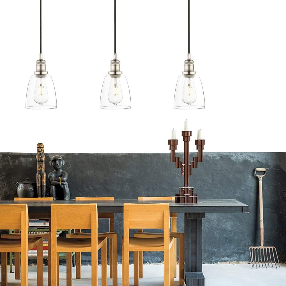 Phansthy 3-Light Industrial Pendant Chandelier | Adjustable Glass Shade