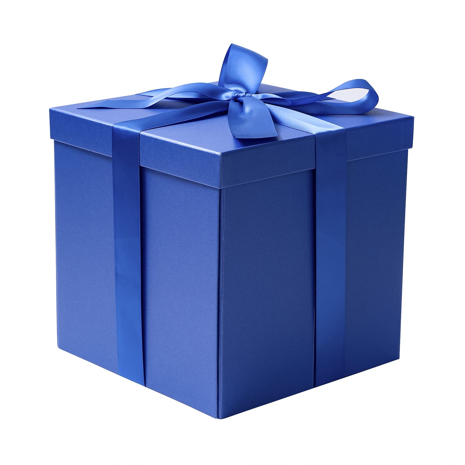 RUSPEPA Royal Blue Collapsible Gift Box with Lid and Ribbon – 23x23x23 cm