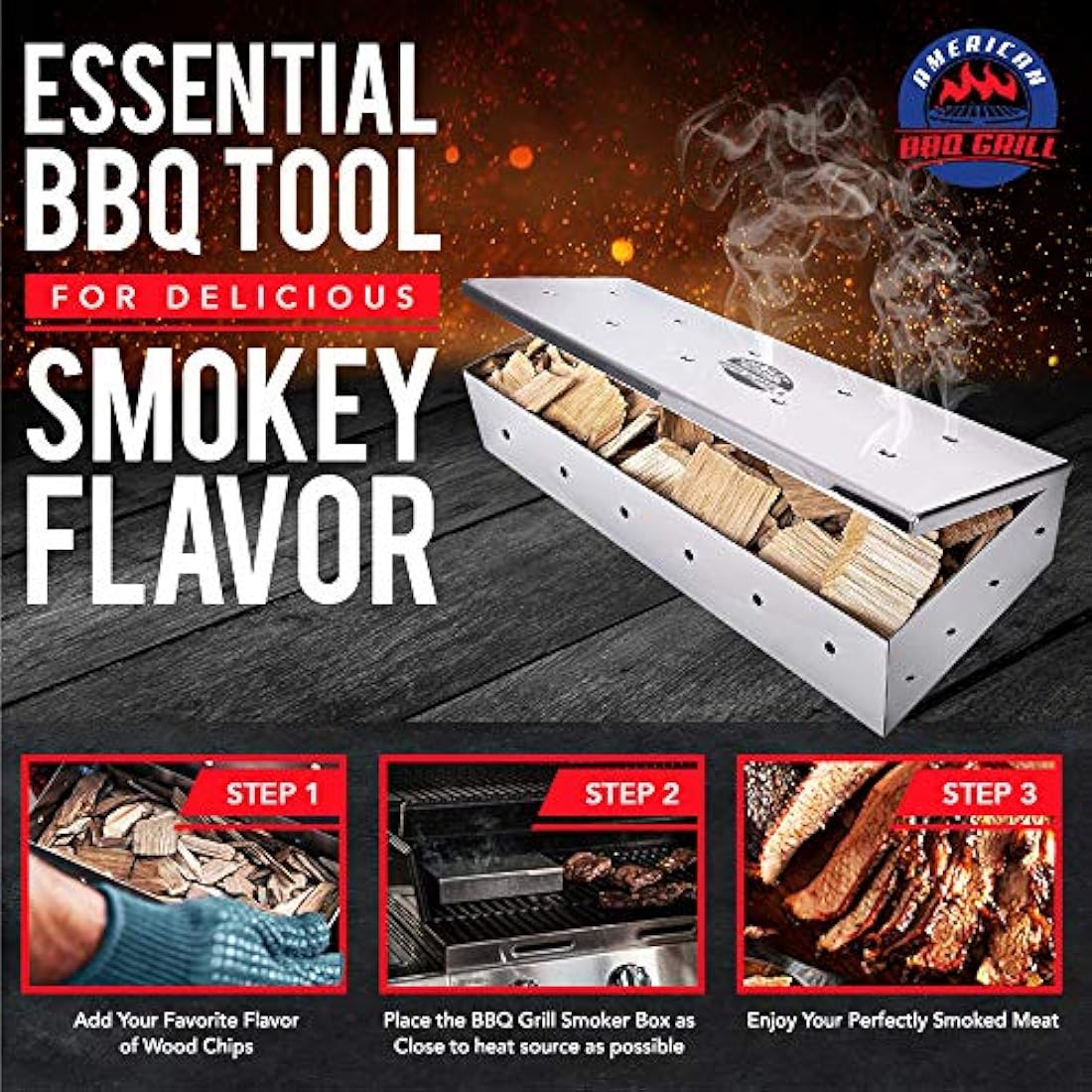 Jolof Store BBQ Smoker Box – Heavy Duty Stainless Steel for Wood Chips