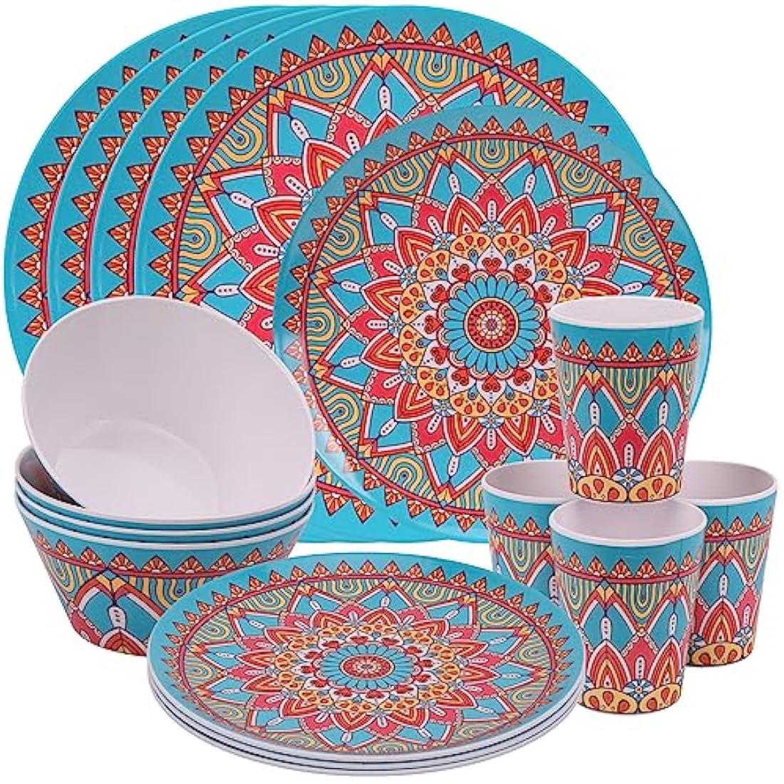 16pc Melamine Dinnerware Set – Moroccan Design Outdoor Dining