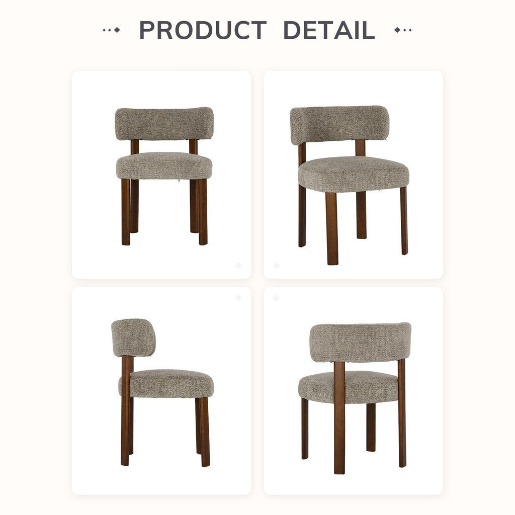 COLAMY Wooden Dining Chairs Set of 2, Fabric Chairs for Dining Room with Open Curved Backrest and Thick Seat Cushion