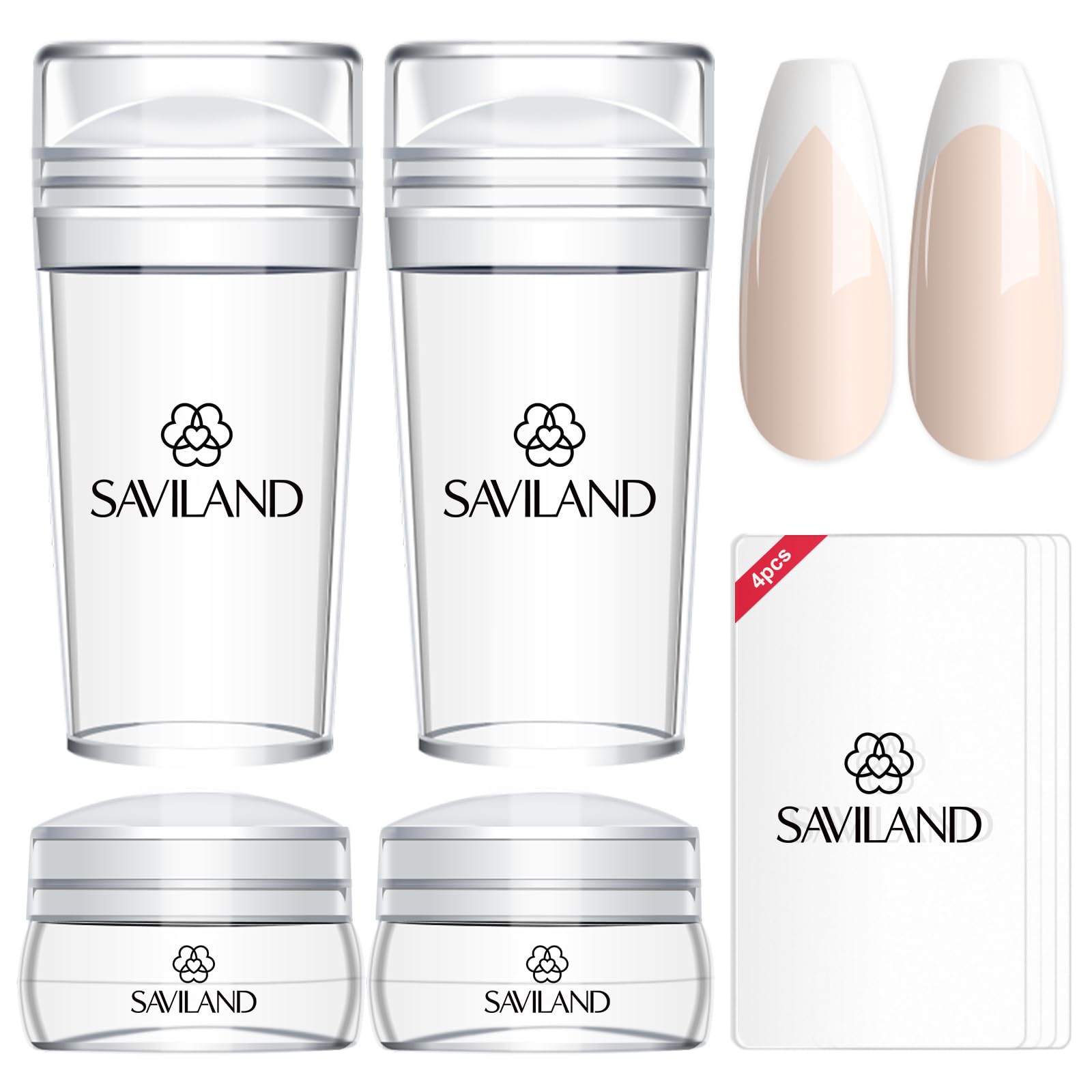 Saviland Nail Stamper Kit – Clear Silicone Jelly French Tip Tools with Scrapers