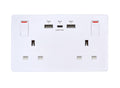 2 Gang 13A Screwless Wall Socket - 35W USB-C & USB-A White