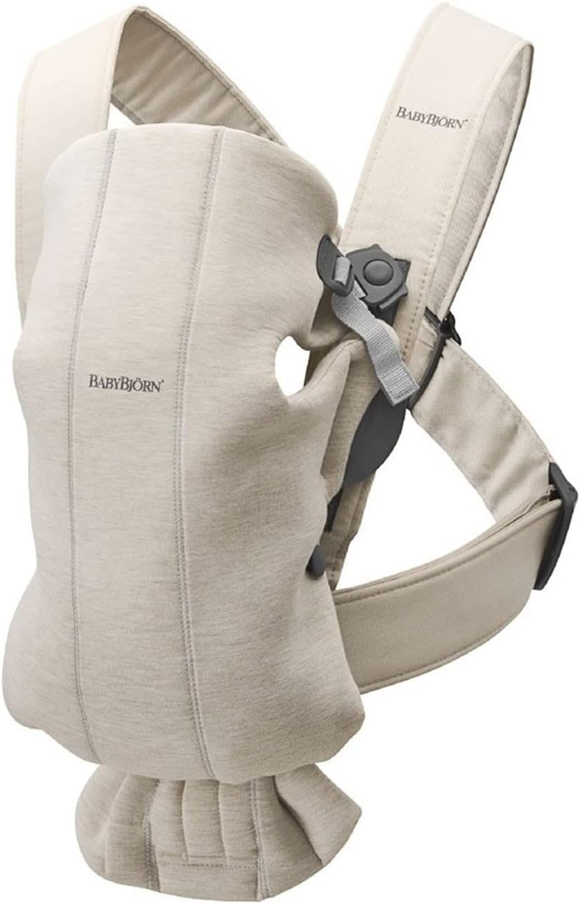BabyBjörn Baby Carrier Mini – 3D Jersey Ergonomic Newborn Support, Light Beige